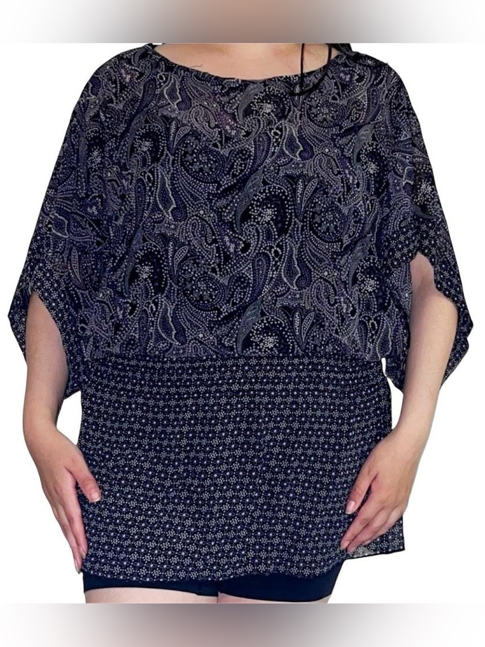 black & purple paisley blouse